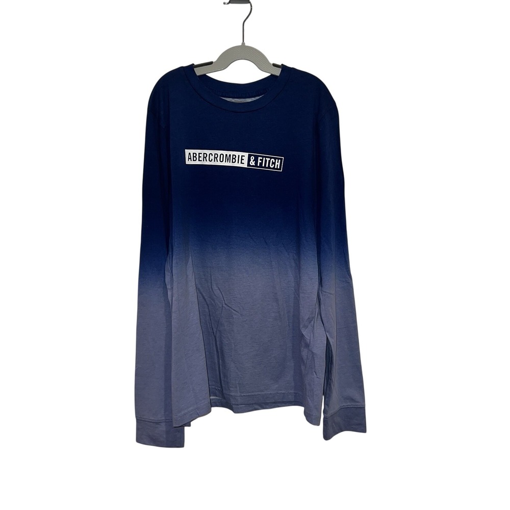 Abercrombie Kids Long Sleeve Tee Kids 15/16 Blue Excellent Ombre Logo Graphic